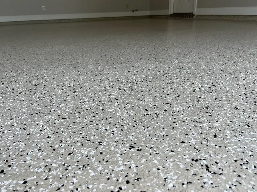 Close-up of white, grey and black flake chips